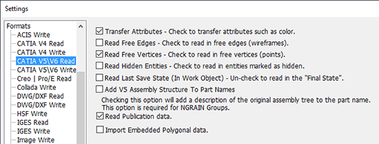 CATIA V5 Read Settings