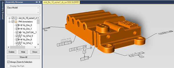 Viewing SOLIDWORKS PMI