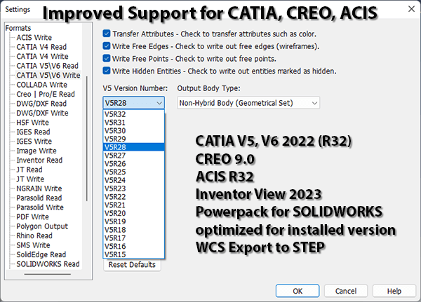 new CATIA support in 1231300